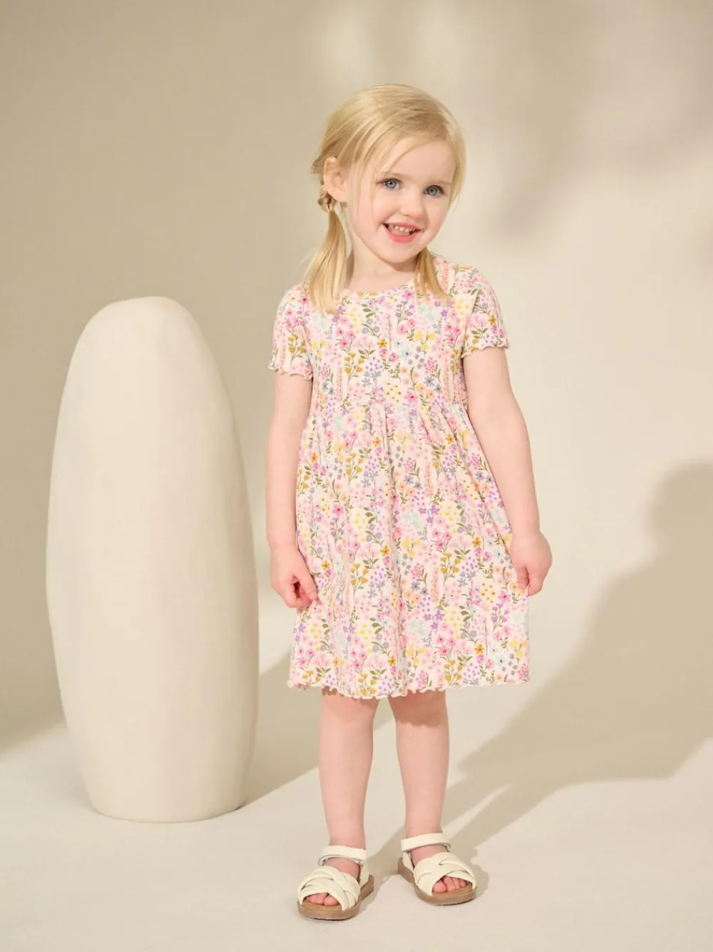 Outlet Next Floral Ribbed Jersey Dress (3mths-7yrs)