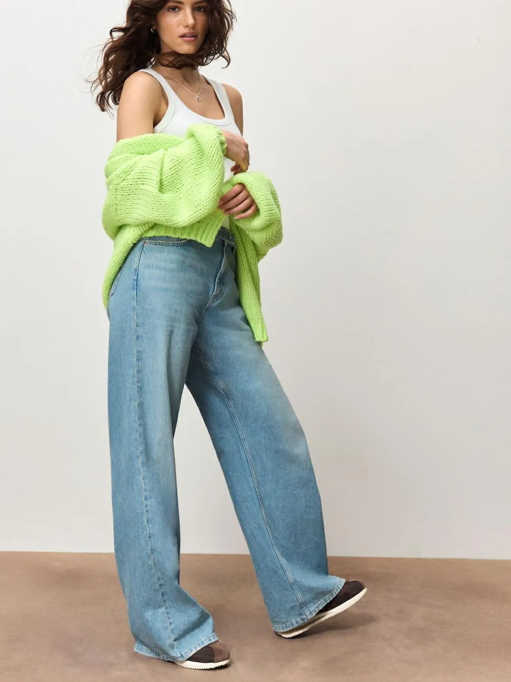 Best Next Fluro Green Soft Touch Chunky Knit Cardigan