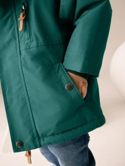 Best Next Forest Green Waterproof Borg Lined Parka Coat (3mths-7yrs)