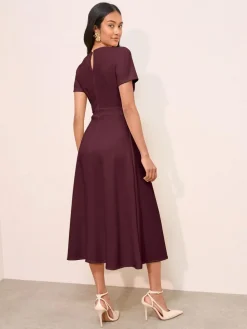 Friends Like These Tab Detail Short Sleeve Midi Tailored Dress^Women Occasion Dresses|Midi Dresses