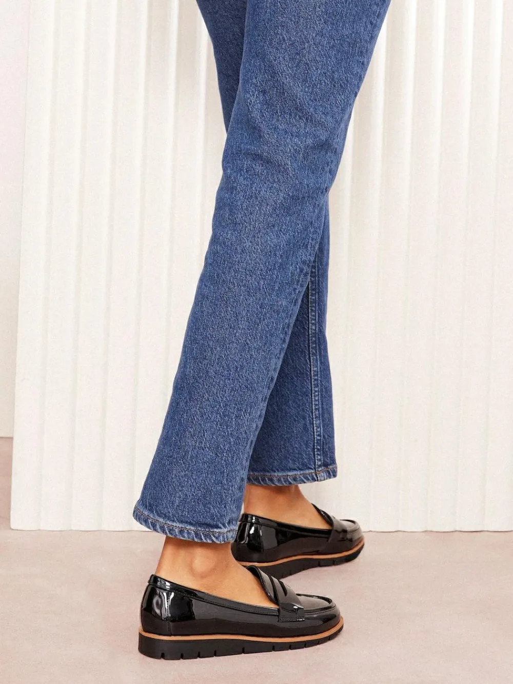 Friends Like These Black Wide Fit Comfort Patent Faux Leather Flat Loafers^Women Wide Fit & Extra Wide Fit|Flats