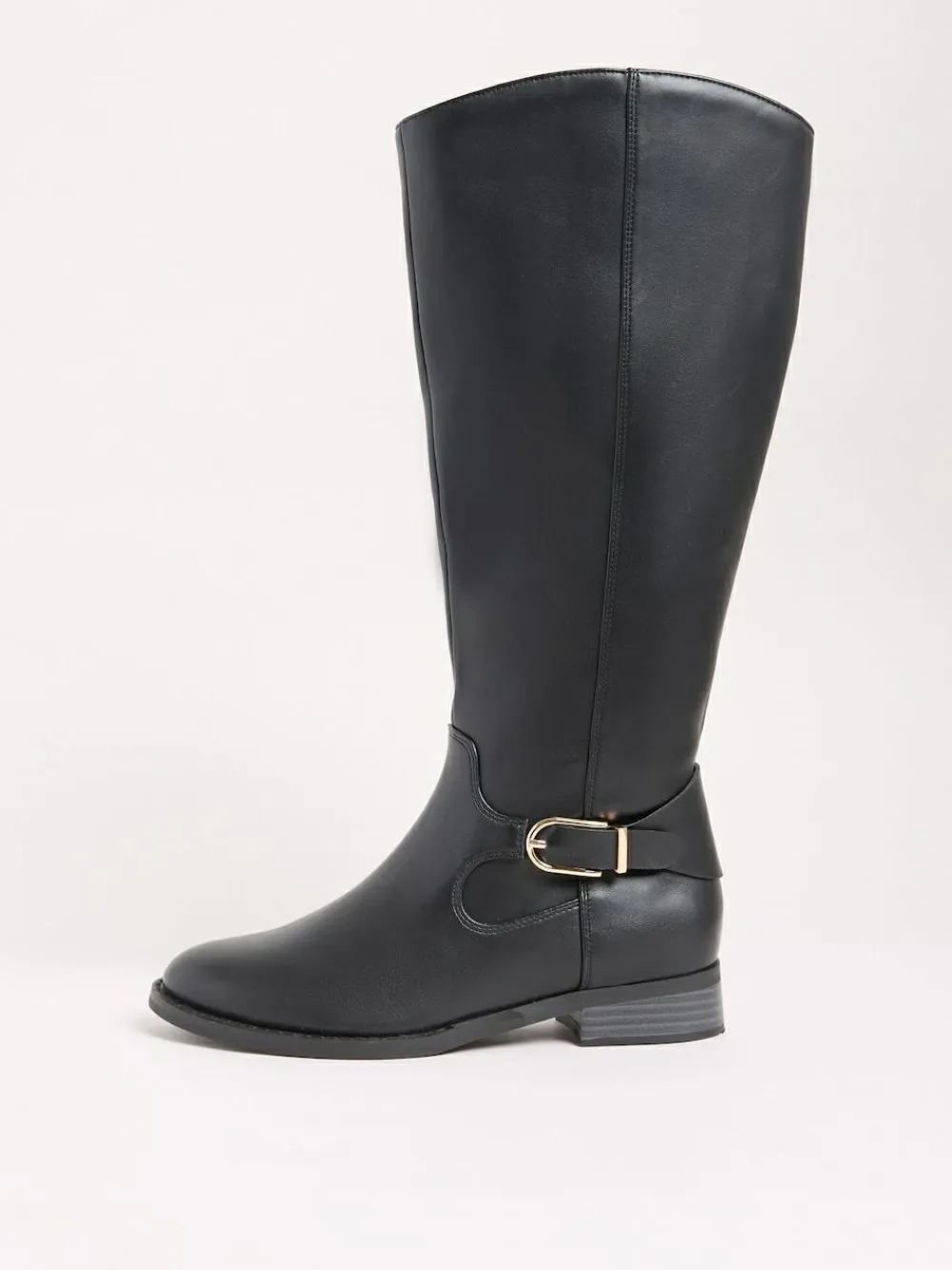 Discount Friends Like These Knee High Buckle Rider Faux Leather Long Boots Black