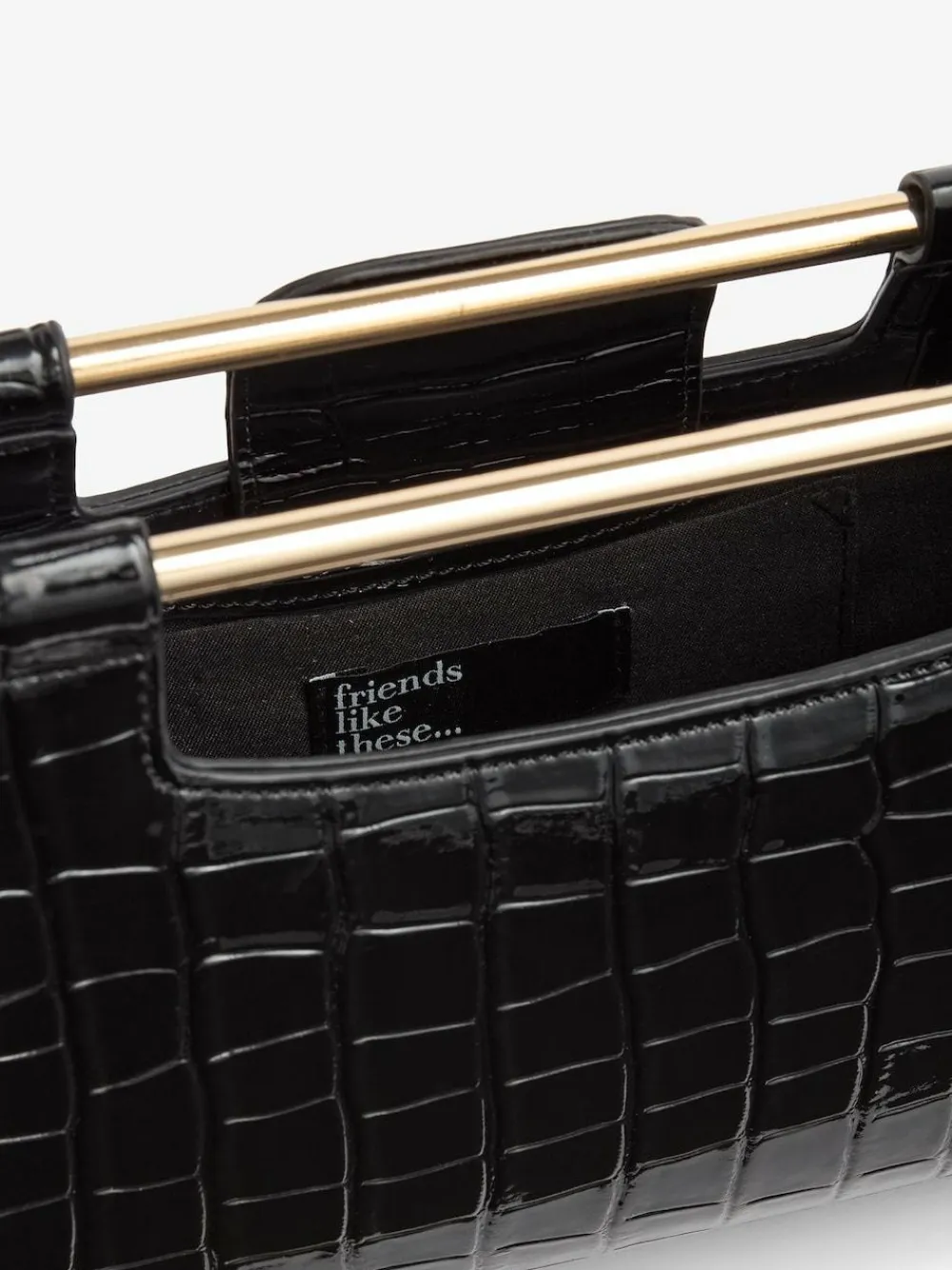 Friends Like These Black Croc Effect Grab Handle Clutch Bag^Women Bags
