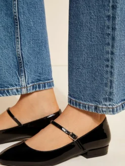 Sale Friends Like These Black Wide Fit Round Toe Mary Jane Faux Leather Patent Ballerinas