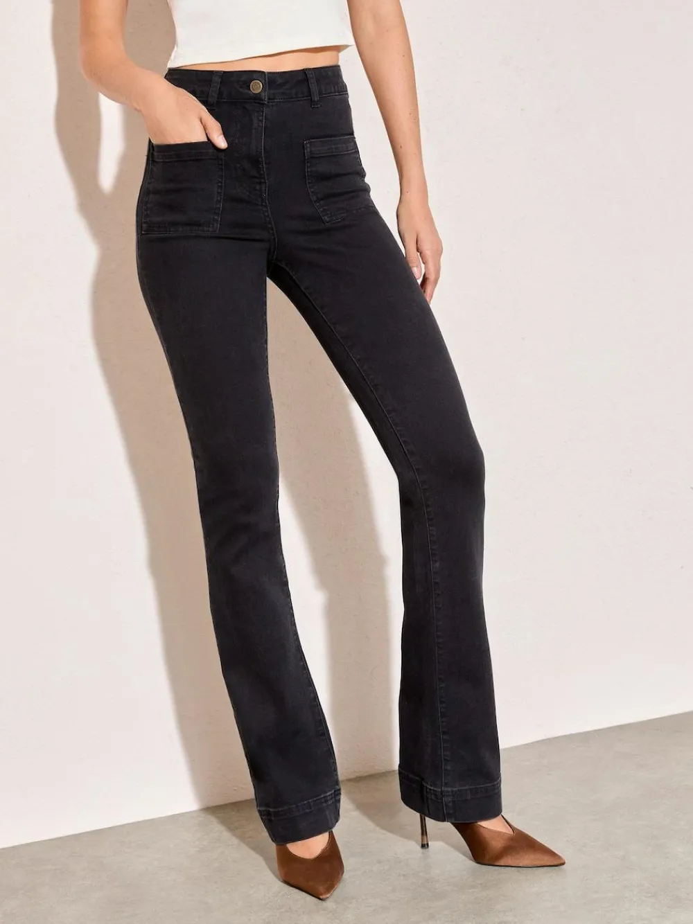 Friends Like These Black High Waist Pocket Flare Jeans^Women Jeans|Jeans