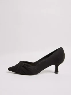 Friends Like These Standard Fit Twist Detail Kitten Heel Faux Suede Courts^Women Heels