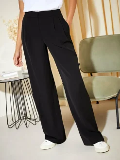 Hot Friends Like These Black Tall Premium Elastic Back Tailored Wide Leg Trousers
