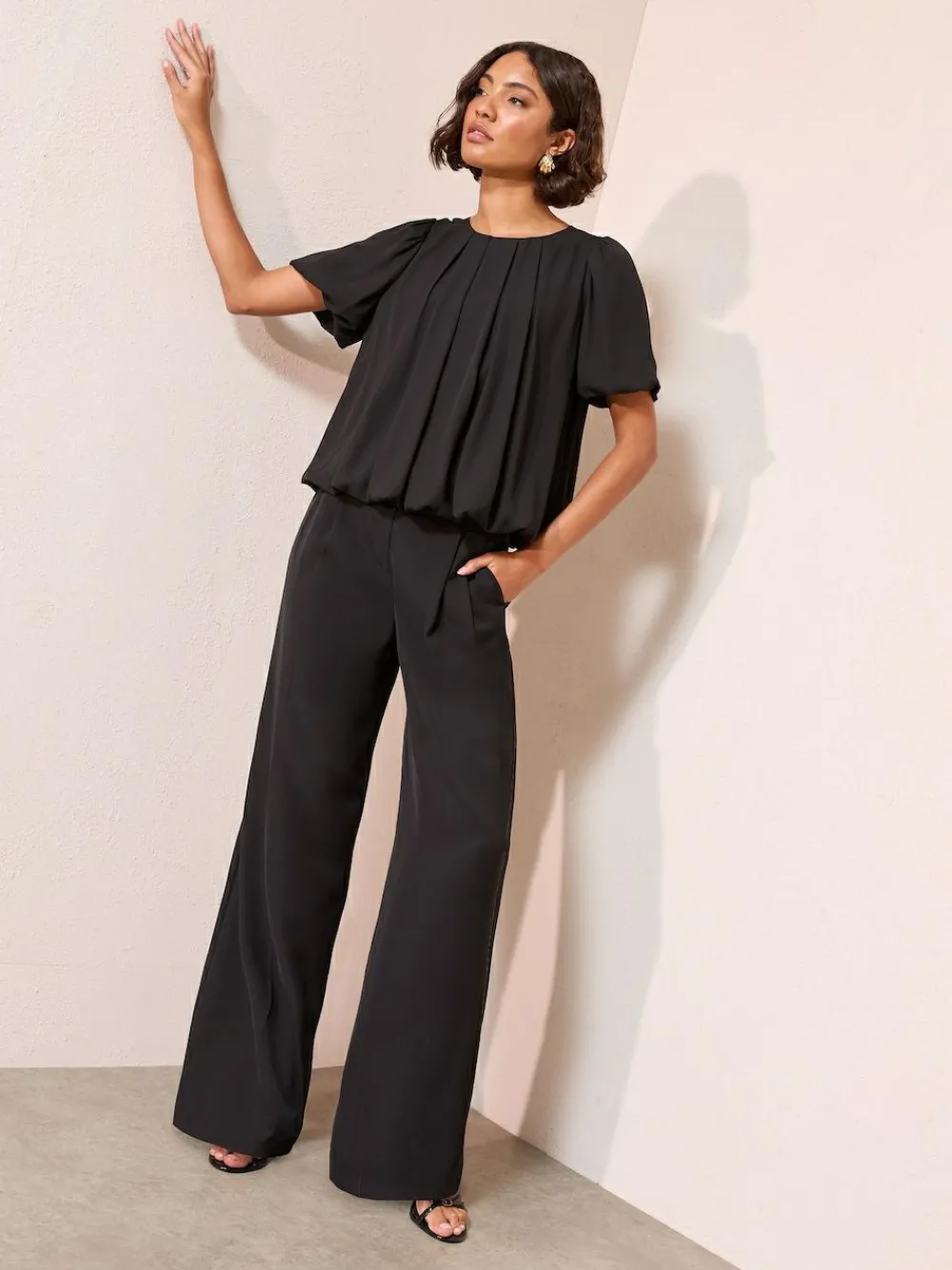 Friends Like These Short Sleeve Bubble Hem Pleated Blouse^Women Blouses & Shirts