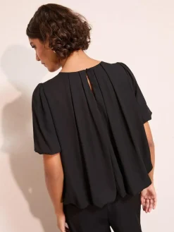 Friends Like These Short Sleeve Bubble Hem Pleated Blouse^Women Blouses & Shirts