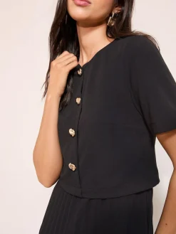 Friends Like These Button Down 2-In-1 Pleated Dress^Women Occasion Dresses|Midi Dresses