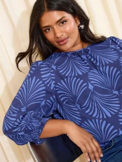 Friends Like These Curve 3/4 Sleeve Shirred Cuff Blouse^Women Blouses & Shirts