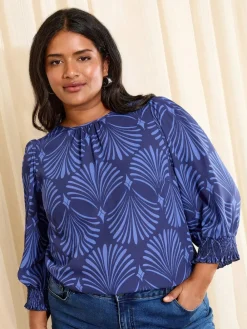 Friends Like These Curve 3/4 Sleeve Shirred Cuff Blouse^Women Blouses & Shirts