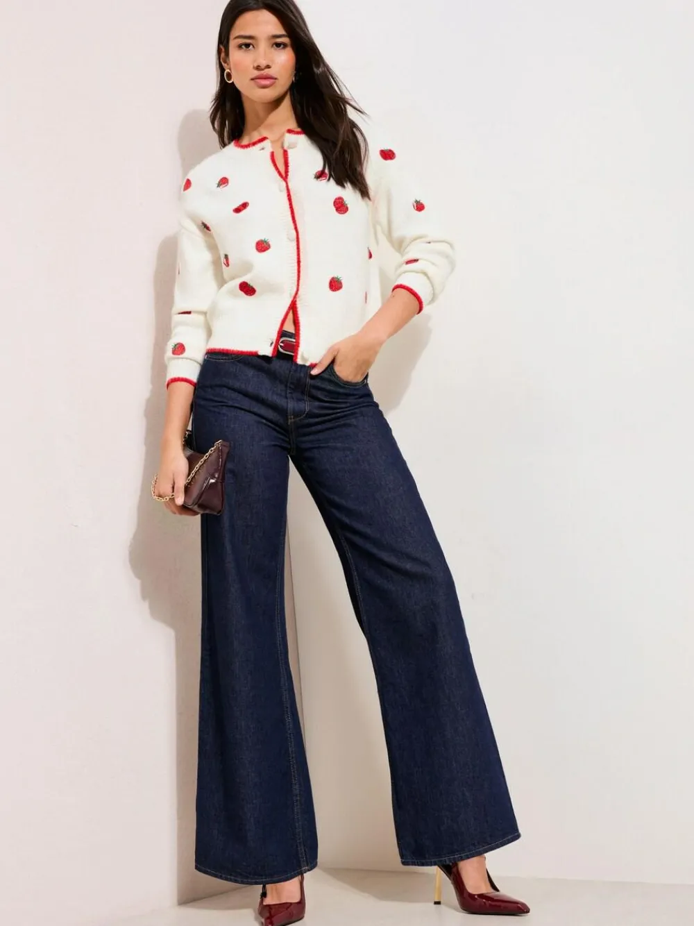 Friends Like These Ivory Tomato Embroidered Cardigan^Women Knitwear|Knitwear