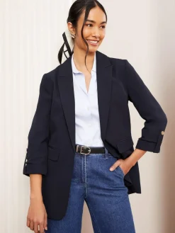 Clearance Friends Like These Navy Edge to Edge Tailored Sleeve Detail Blazer