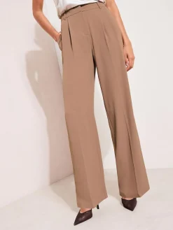 Clearance Friends Like These Neutral Latte Premium Elastic Back Tailored Wide Leg Trousers