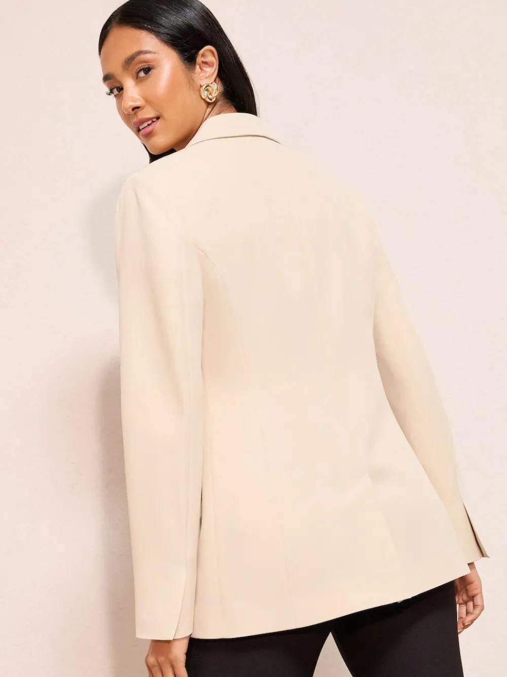 Discount Friends Like These Cinched Waist Blazer Neutral