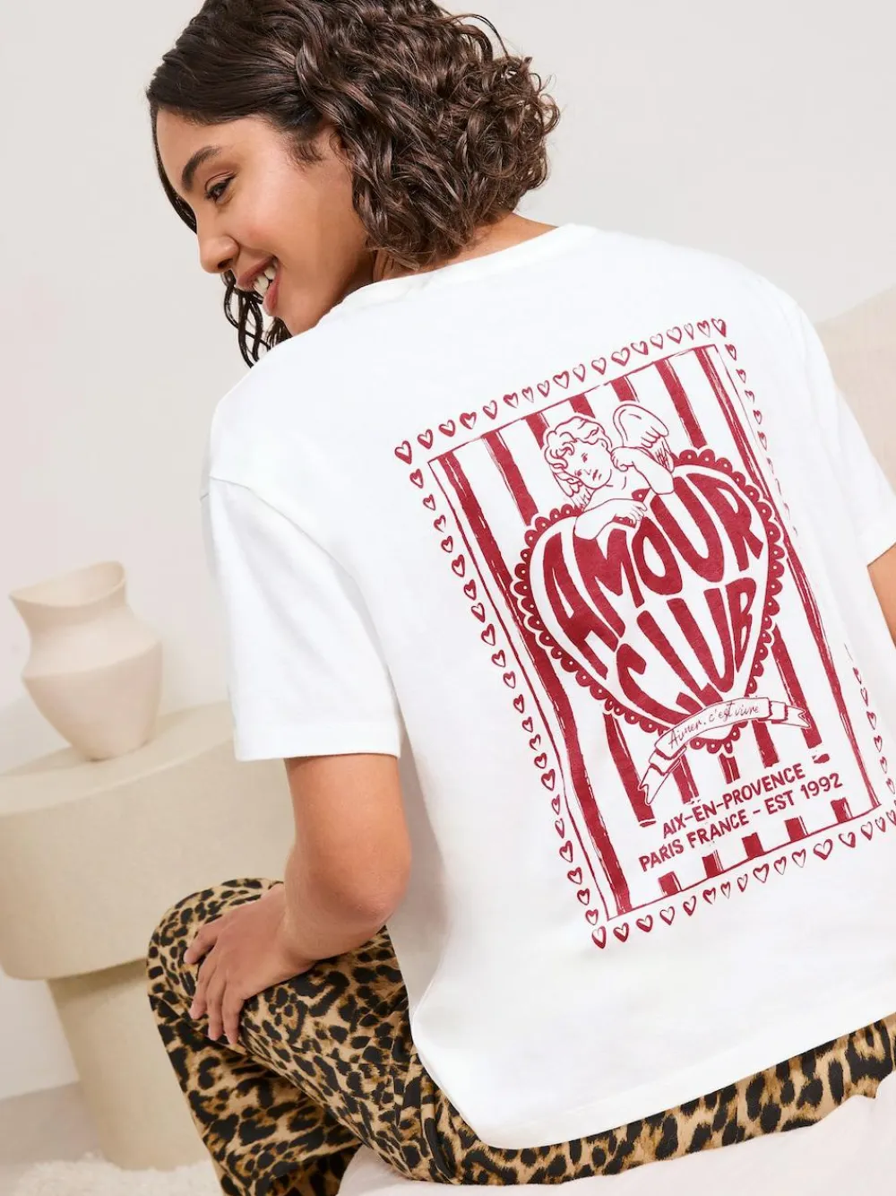 Friends Like These White Amour Leopard Short Sleeve Pyjamas^Women Pyjamas|All Night & Lounge