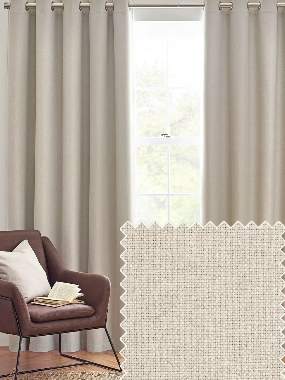 Furn . Linen Dawn 100% Blackout Thermal Eyelet Curtains^ Curtains & Blinds
