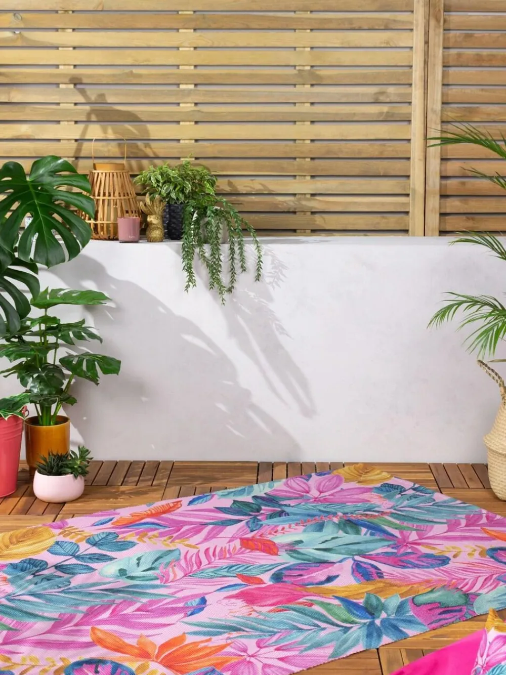 Discount Furn . Pink Psychedelic Jungle Exotic Washable Outdoor/Indoor Rug