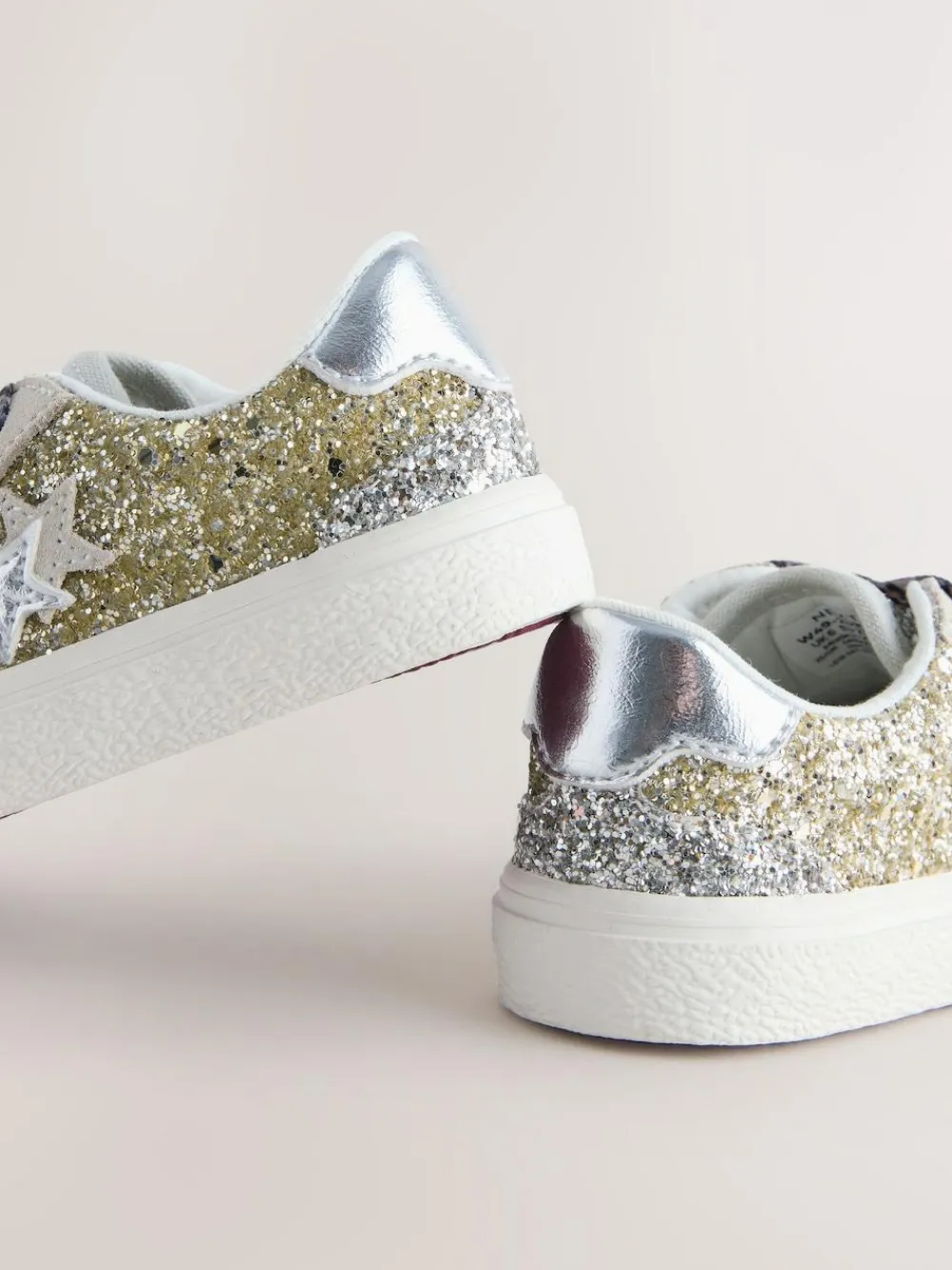 Next Gold Glitter Star Lace-Up Trainers^ Sneakers|Sneakers