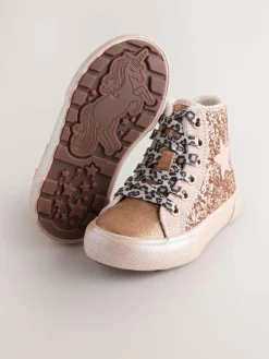 Hot Next Standard Fit (F) Star High Top Trainers Gold