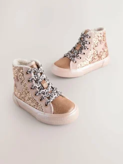 Next Gold Wide Fit (G) Star High Top Trainers^ Sneakers