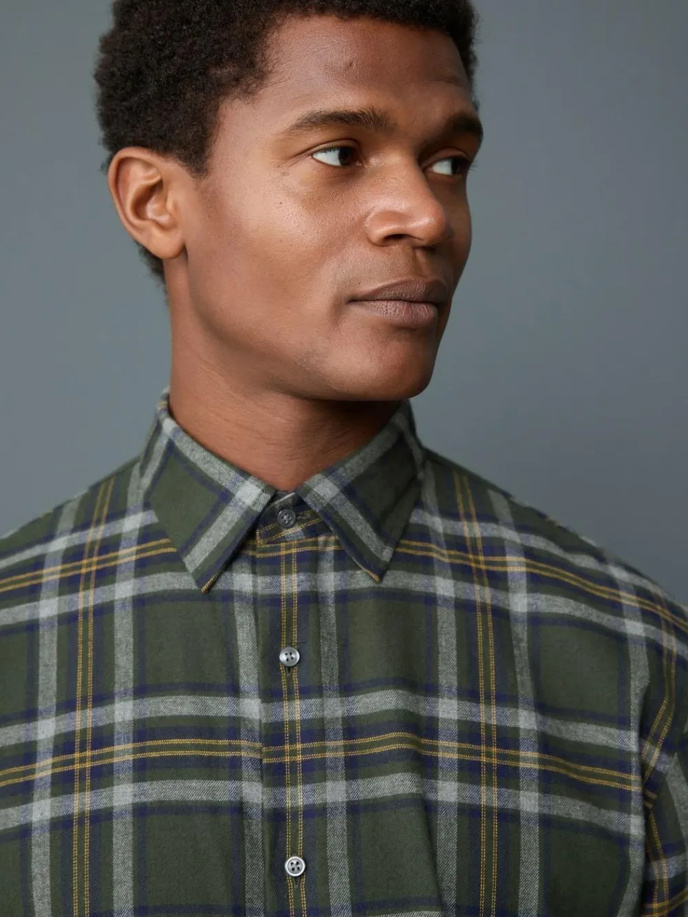 Next Regular Fit Easy Iron Button Down Oxford Shirt Green Blackwatch