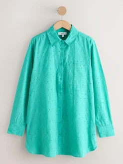 Next Green Broderie Shirt^Women Blouses & Shirts