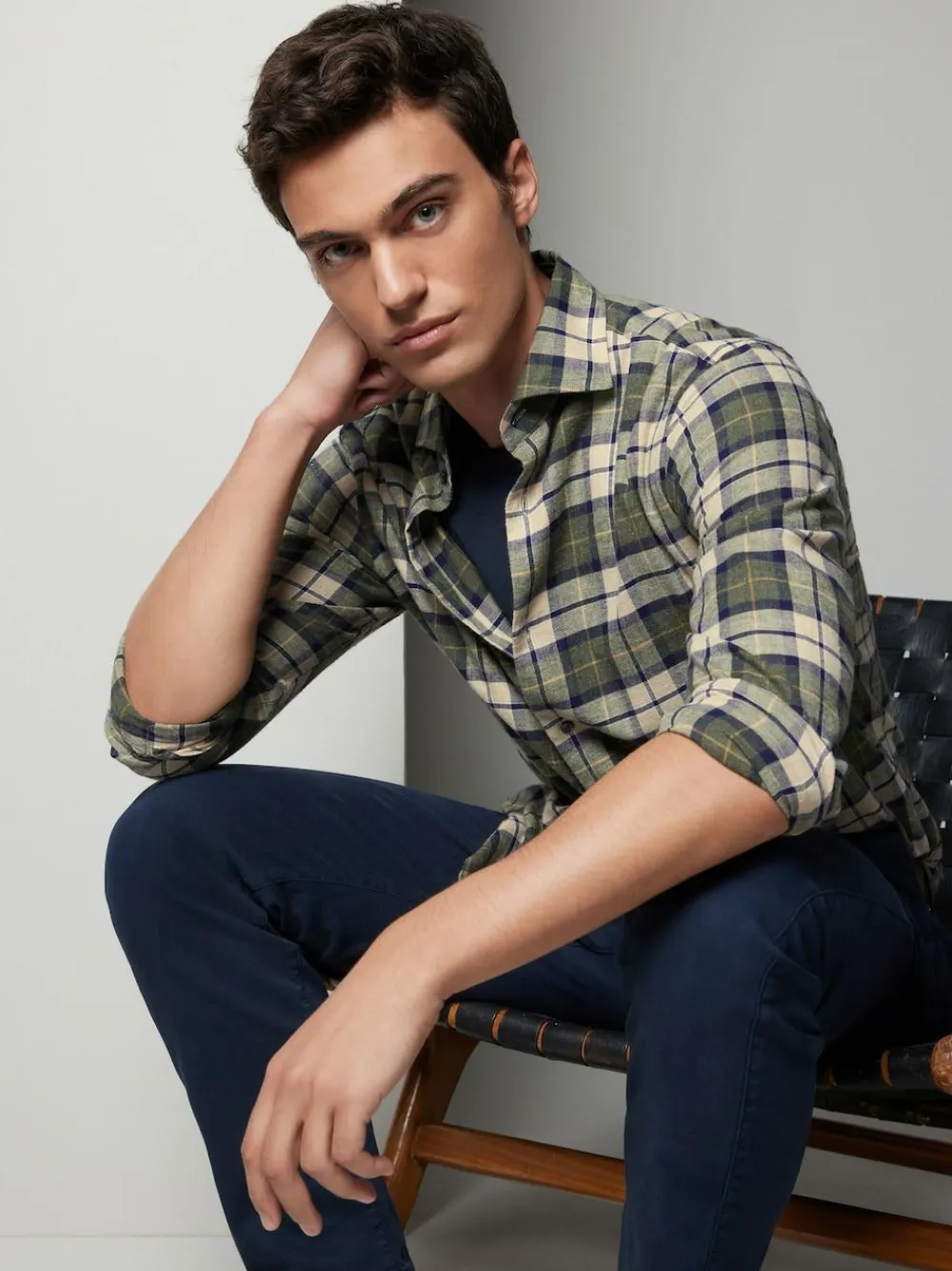 New Next Brushed Flannel Shirt Green Check
