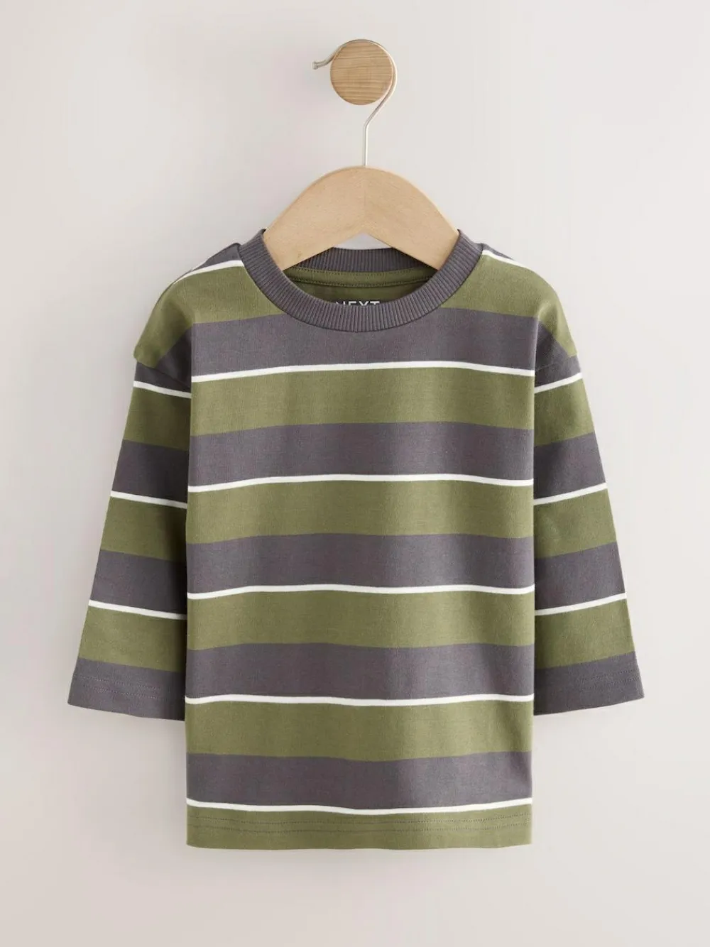 Next Green Dinosaur Long Sleeve Graphic Print T-Shirts 3 Pack (3mths-7yrs)