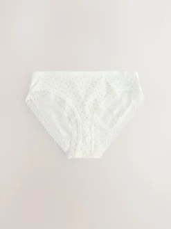 Outlet Next Green Ditsy Floral High Leg Cotton Lace Knickers 4 Pack
