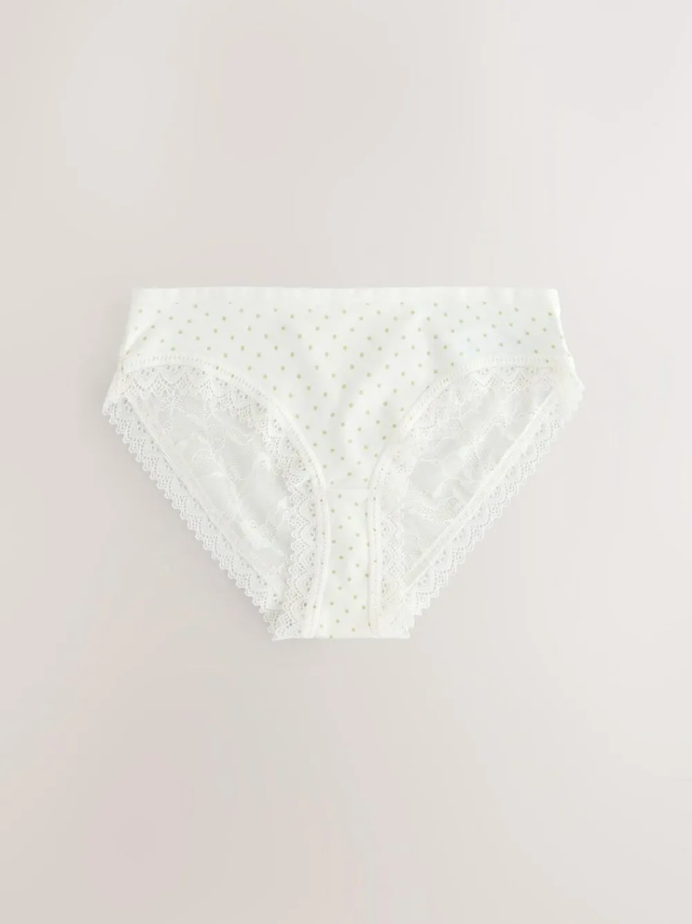 Outlet Next Green Ditsy Floral High Leg Cotton Lace Knickers 4 Pack