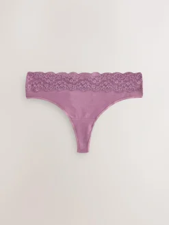 New Next Green Ditsy Floral Thong Cotton Lace Knickers 4 Pack