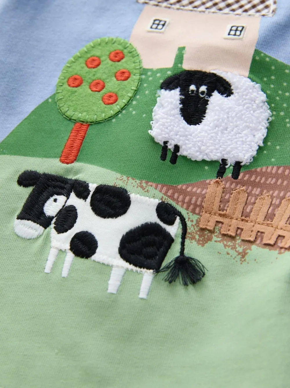 Best Next Green Farm Scene Long Sleeve Appliqué T-Shirt (3mths-7yrs)