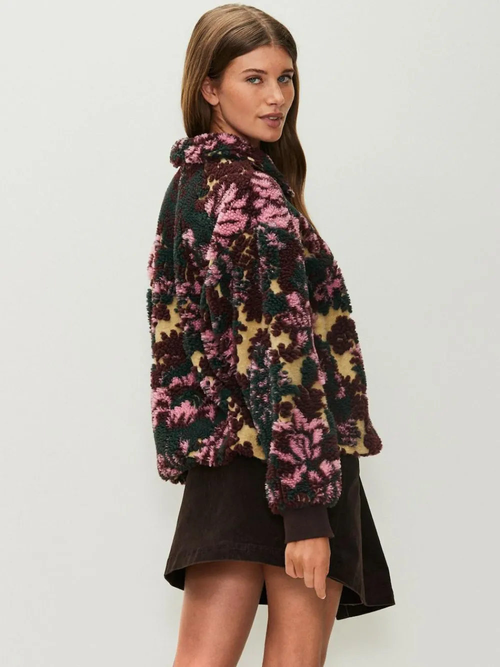 Next Jacquard Teddy Borg Quarter Zip Fleece Sweatshirt^Women Loungewear|Coats & Jackets
