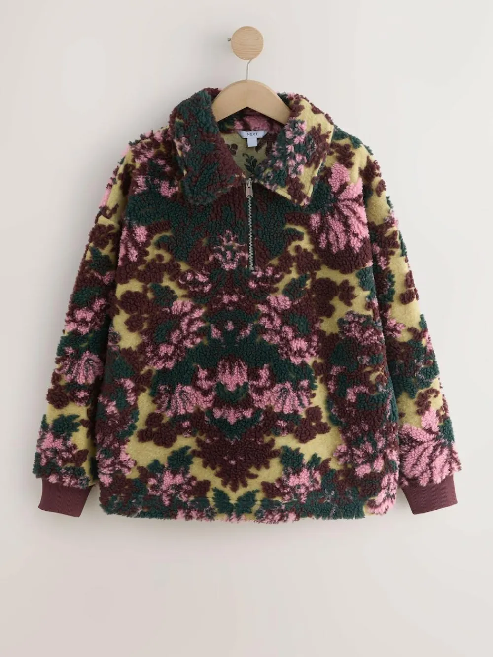 Next Jacquard Teddy Borg Quarter Zip Fleece Sweatshirt^Women Loungewear|Coats & Jackets