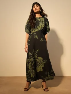 Next Print Puff Sleeve Midi Dress^Women Midi Dresses|Occasion Dresses