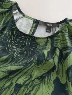 Next Print Puff Sleeve Midi Dress^Women Midi Dresses|Occasion Dresses