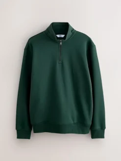 Next Green Quarter Zip Cotton Rich Jersey Sweatshirt^ Nightwear|Sweatshirts & Hoodies