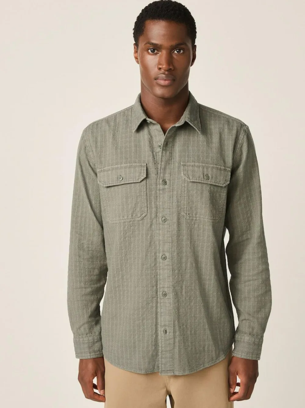 Next Regular Fit Textured Waffle Long Sleeve Shirt^ Shirts