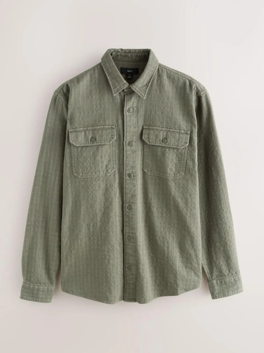 Next Regular Fit Textured Waffle Long Sleeve Shirt^ Shirts
