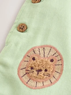 Outlet Next Baby Twill Dungarees and Bodysuit Set (0mths-2yrs) Green Safari Animal