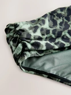 Next Green/Black Leopard Print Roll Top Bikini Bottoms^Women Swimwear