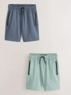 Hot Next Light Weight Sports Shorts 2 Pack (3-17yrs) Green/Blue