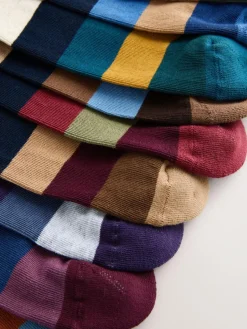 Hot Next Striped Cushioned Sole Comfort Socks 10 Pack Green/Blue/Grey