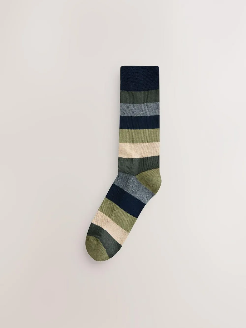 Hot Next Striped Cushioned Sole Comfort Socks 10 Pack Green/Blue/Grey
