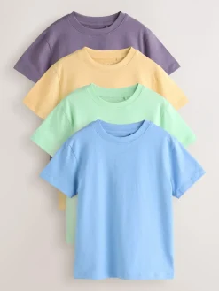 Outlet Next Green/Blue/Yellow/Purple Regular Fit Short Sleeves T-Shirts 4 Pack (3-16yrs)