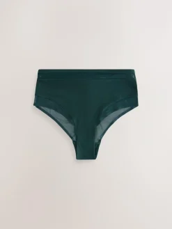 Next Mesh Trim High Waist High Leg Knickers 3 Pack^Women Panties|All Lingerie