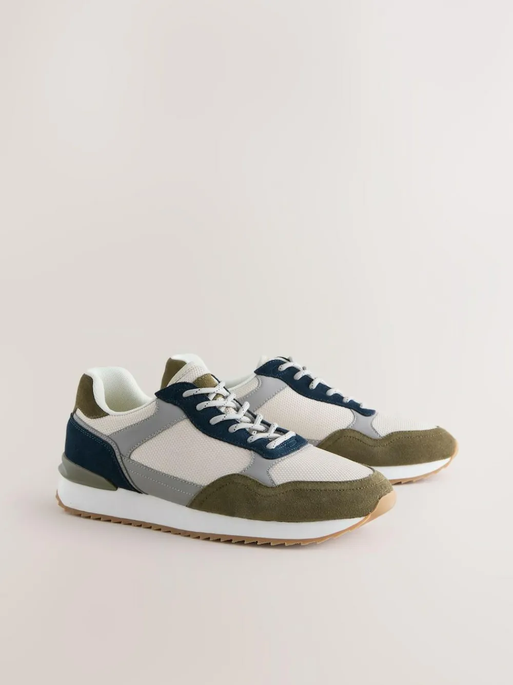 New Next Trainers with Suede Trim Green/White