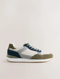 New Next Trainers with Suede Trim Green/White